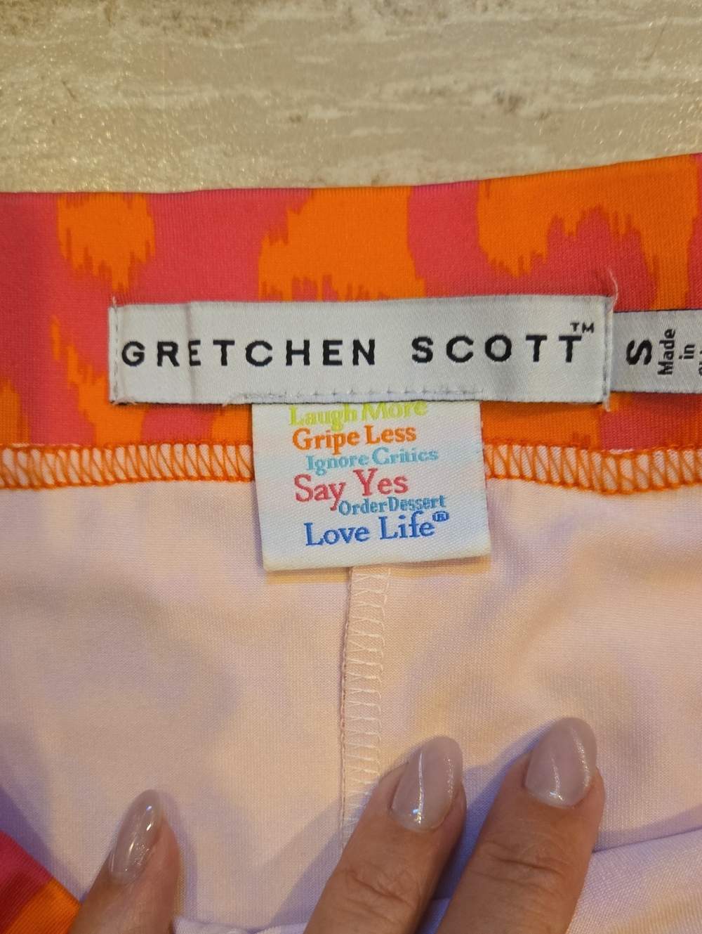 Gretchen Scott Pink/Orange Design Print Silky Leisure Skort - Picture 2 of 9